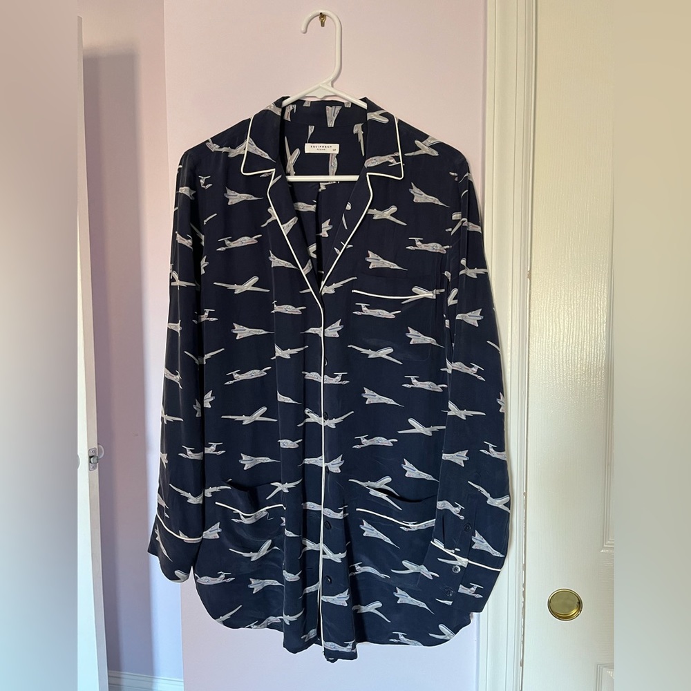 Equipment Femme Silk nightshirt with airplanes
